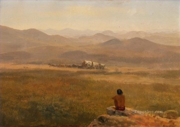 150の主題の芸術作品 Painting - THE LOOKOUT アメリカ人 アルバート・ビアシュタット ウェスタン・インディアン